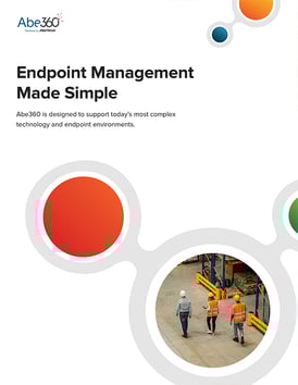 The cover page of the Abe360 endpoint management solution brochure.