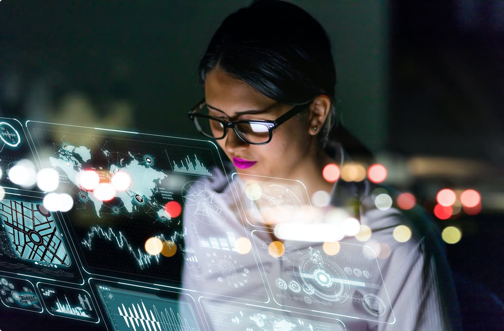 woman looking at computer screen