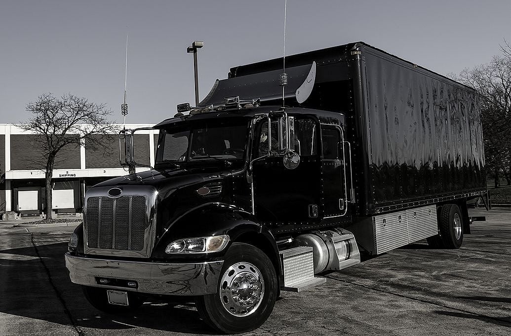 black semi truck parked